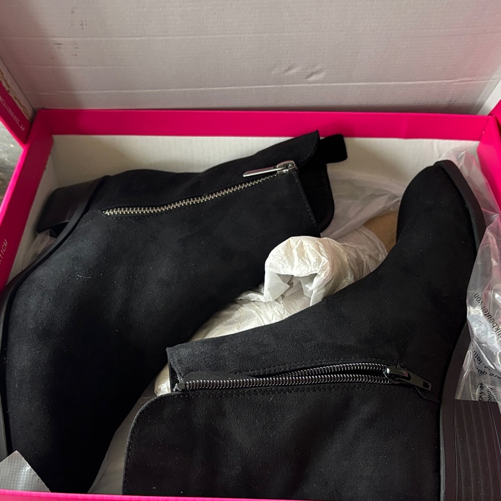 BRAND NEW UNUSED Black Ankle Booties with Zipper